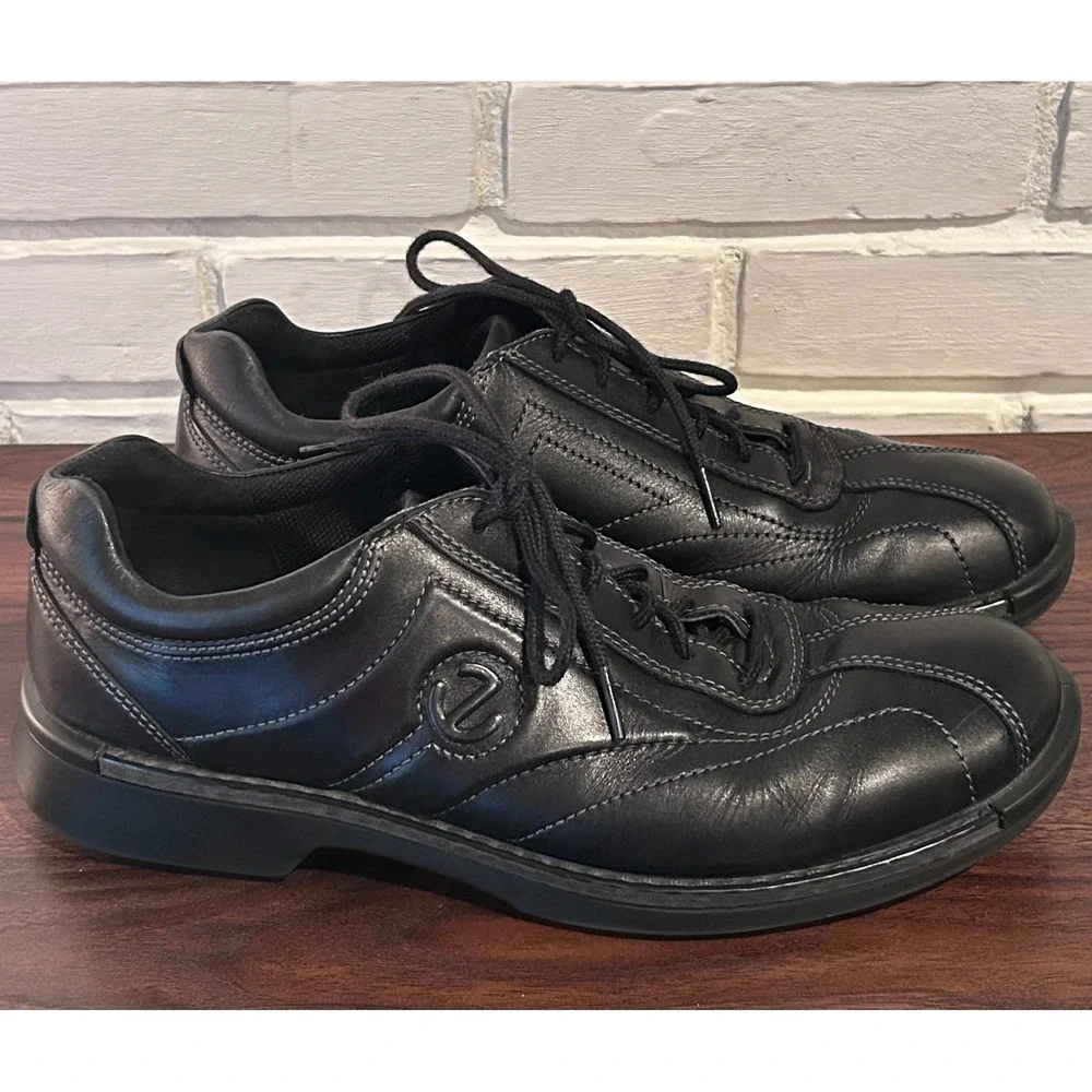 ECCO Light Shock Point Mens Black Leather‎ Lace Up Oxford Shoes EU 44 US 10-10.5